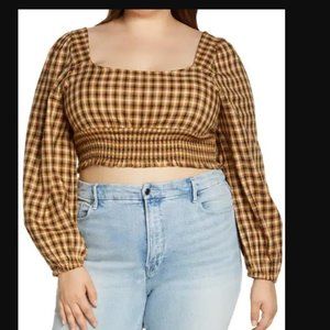 BP. Dreamy Long Sleeve  Smock Crop Top